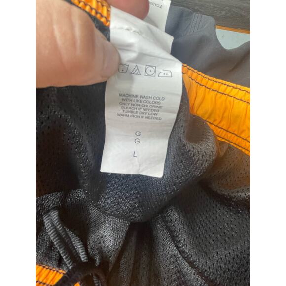 Nike Men's Swim Shorts Size L Mesh Lined Gray with Orange - Picture 6 of 8